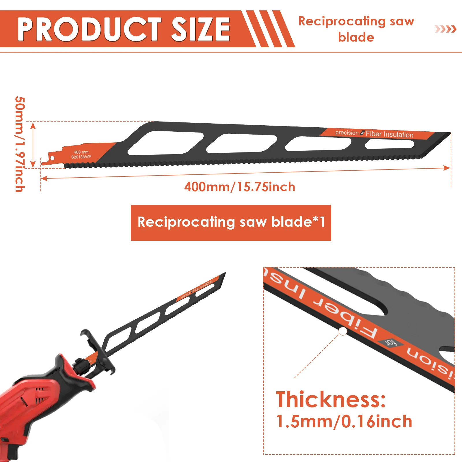 16inch/400mm Reciprocating Saw - Cutting Board Foam recension och pris